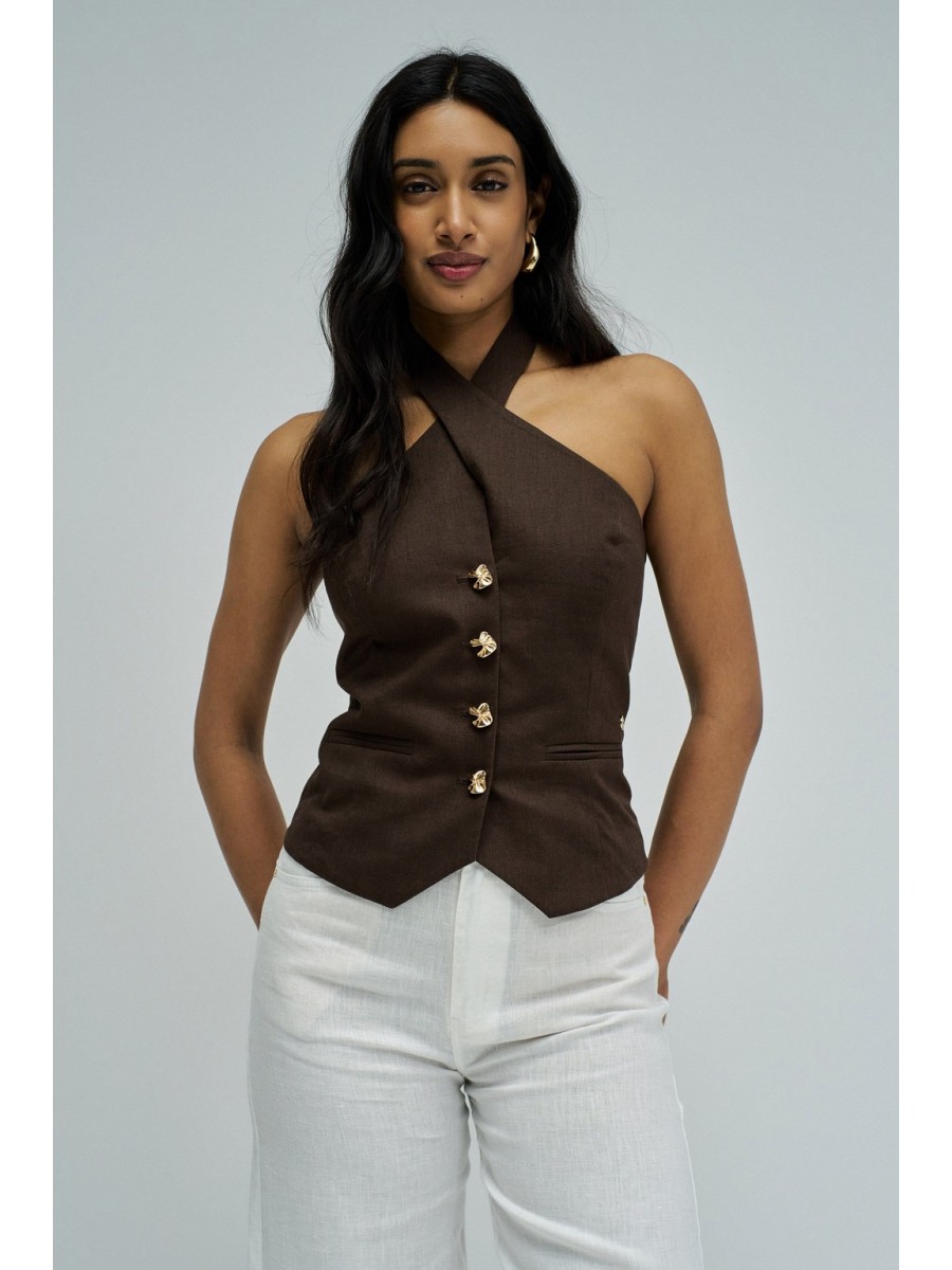 SALSA Top Cruzado Lino